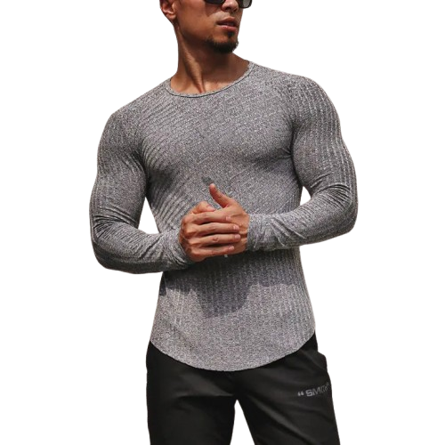 Men's Textured Muscle-Fit Long Sleeve Shirt - Deira