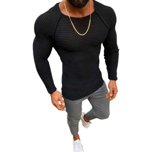 Men's Textured Muscle-Fit Long Sleeve Shirt - Al Seef