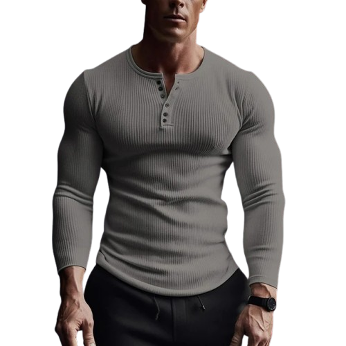 Men's Muscle-Fit Long Sleeve Shirt with Buttons - Palm